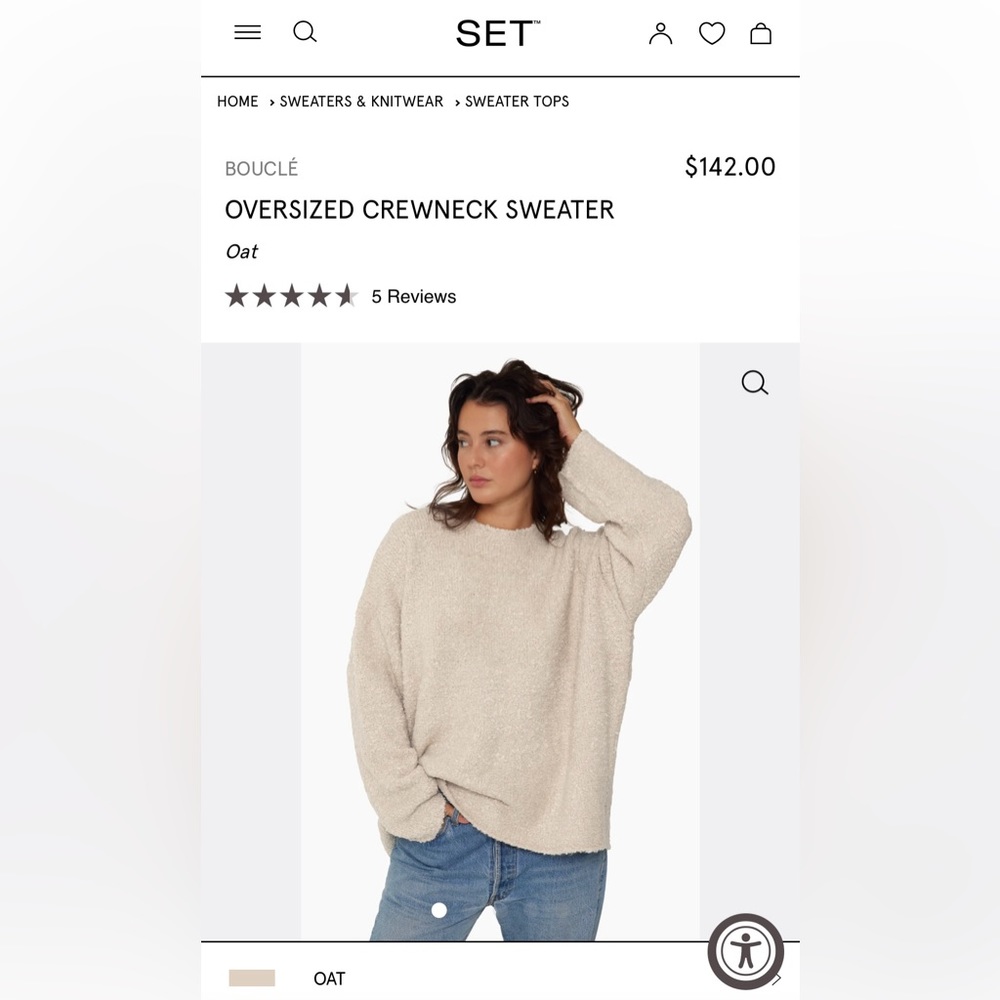 Set Active oversized crewneck boucle sweater